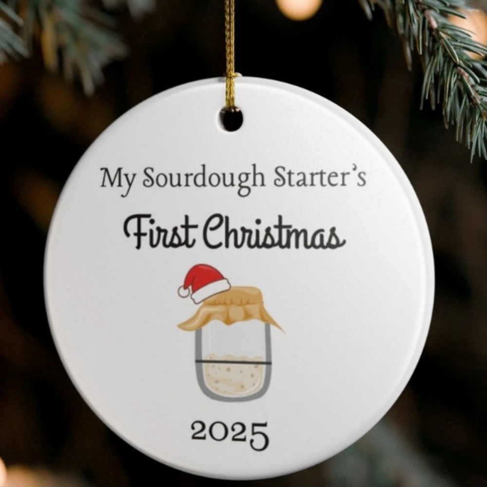 Sourdough starter’s first Christmas ornament